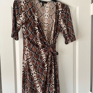 BCBGMaxAzria Brown Snake Print Midi Dress